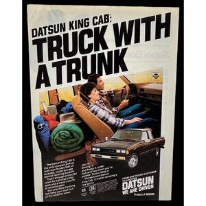 Datsun King Cab Truck Print Ad Vintage 1982 Truck With a Trunk Nissan Auto Car